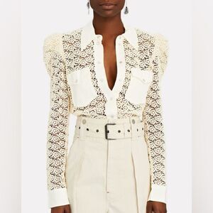 ISABEL MARANT Ewen Lace Button-Down Blouse. Ivory. Brand New w/o Tags. SZ 34 XS